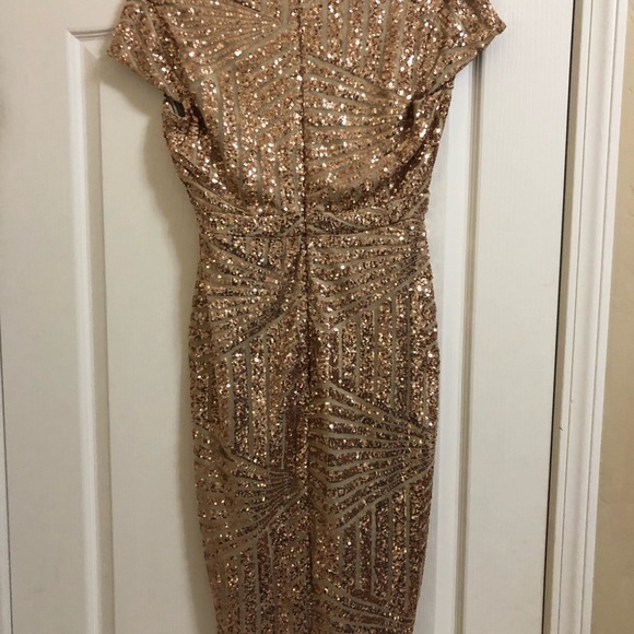 Dress- NWT- Rose Gold sequined (cocktail dress) M - Picture 3 of 8